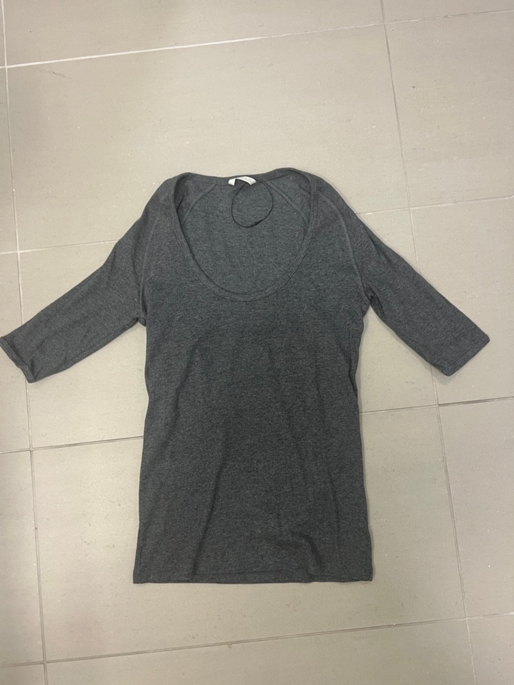 Zara Charcoal Scoop Neck 3/4 Sleeve Top